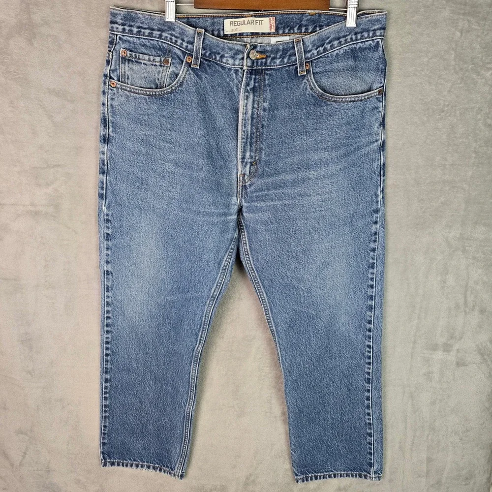 Levis‎ 505 Regular Fit Jeans Mens 38x30 Medium Wash Blue Straight Leg 00505-0216